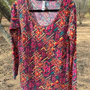 LuLaRoe geometric pattern tunic. Vivid colors